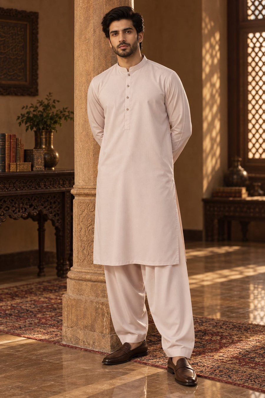 Blush Regular Suit — Sherwani Collar