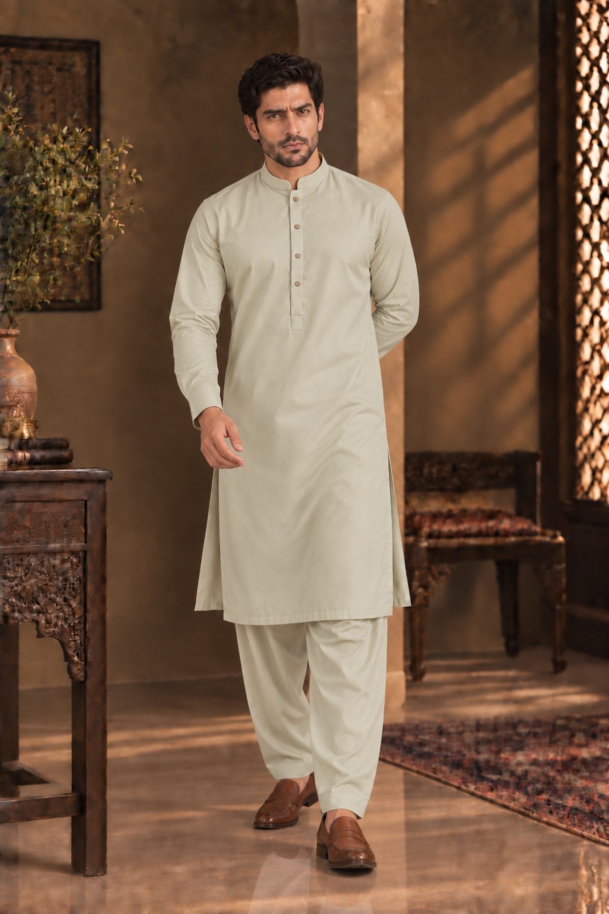 Sage Regular Suit — Sherwani Collar