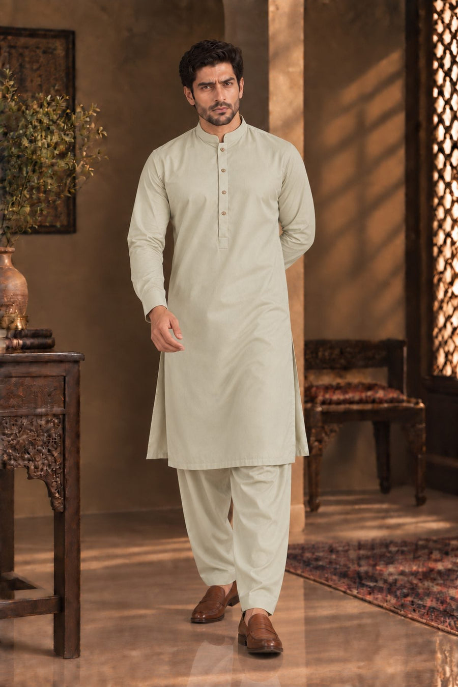 Sage Regular Suit — Sherwani Collar
