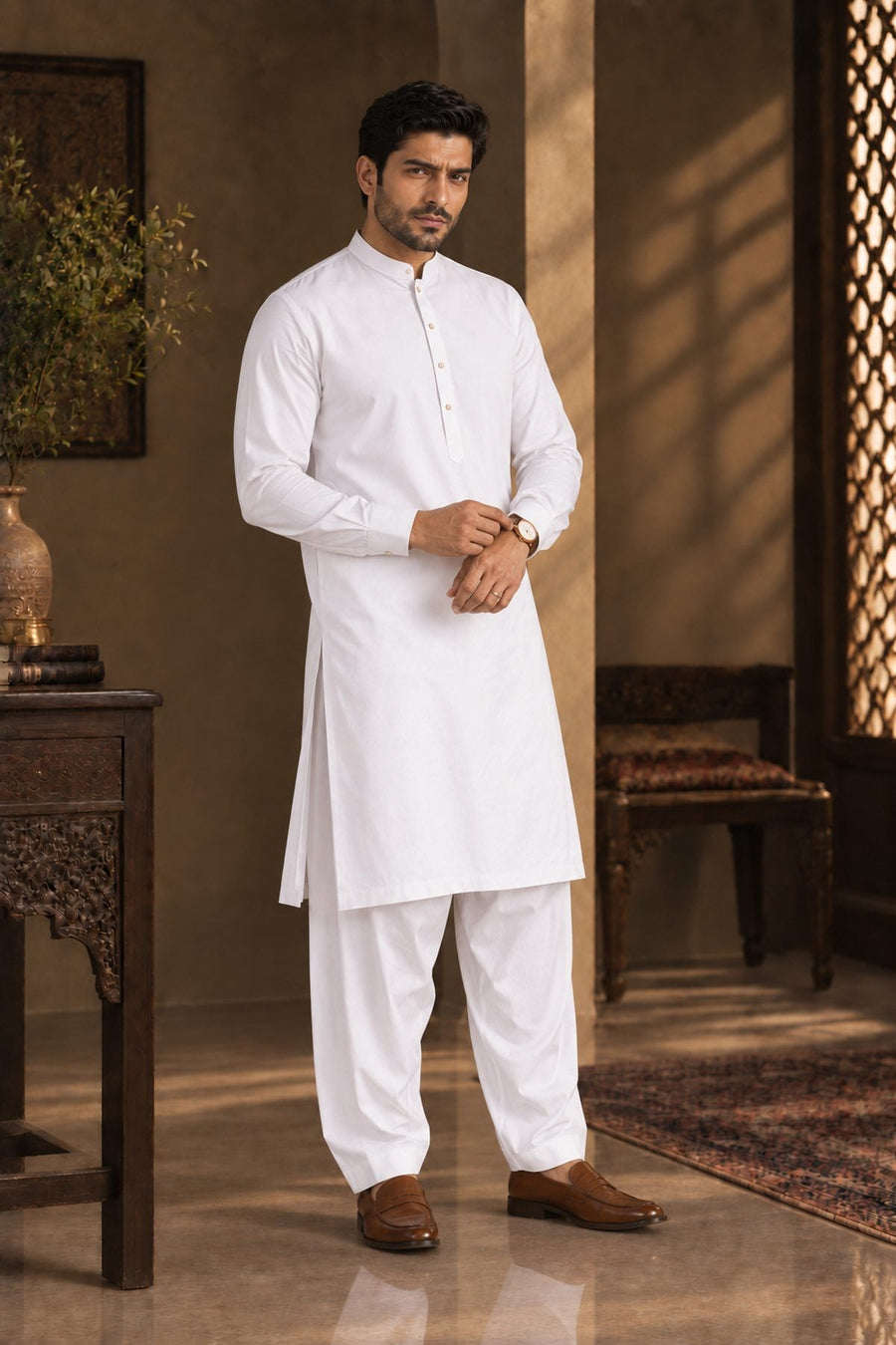 White Regular Suit — Sherwani Collar