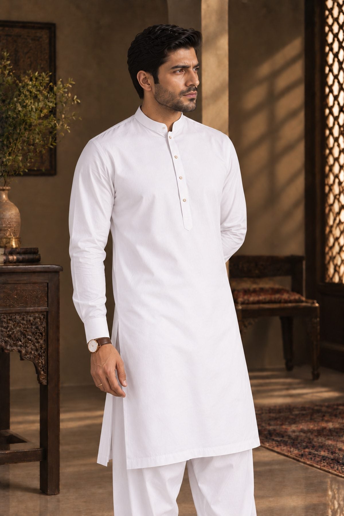 White Regular Suit — Sherwani Collar