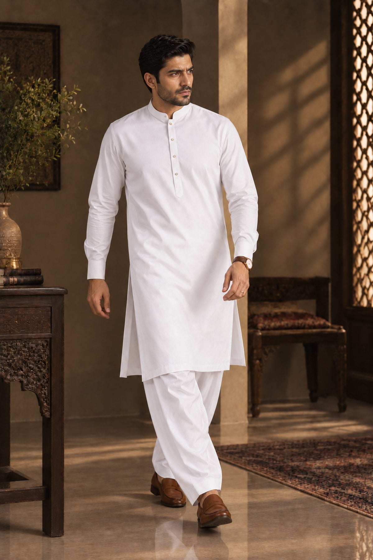 White Regular Suit — Sherwani Collar
