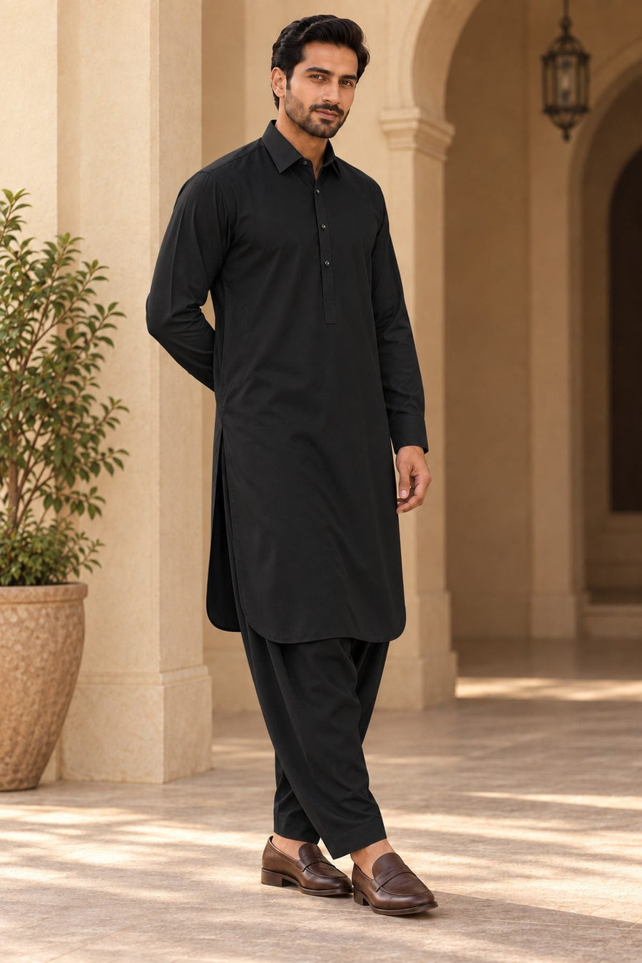 Black Regular Suit — Shirt Collar