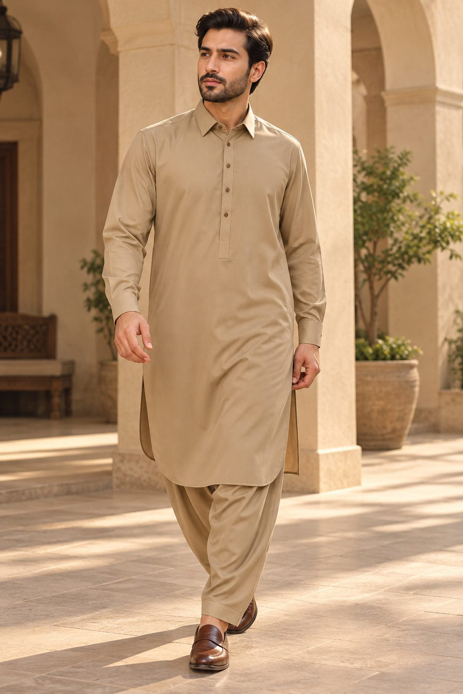 Khaki Regular Suit — Shirt Collar