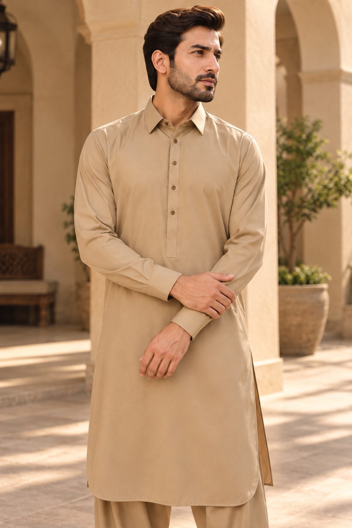 Khaki Regular Suit — Shirt Collar