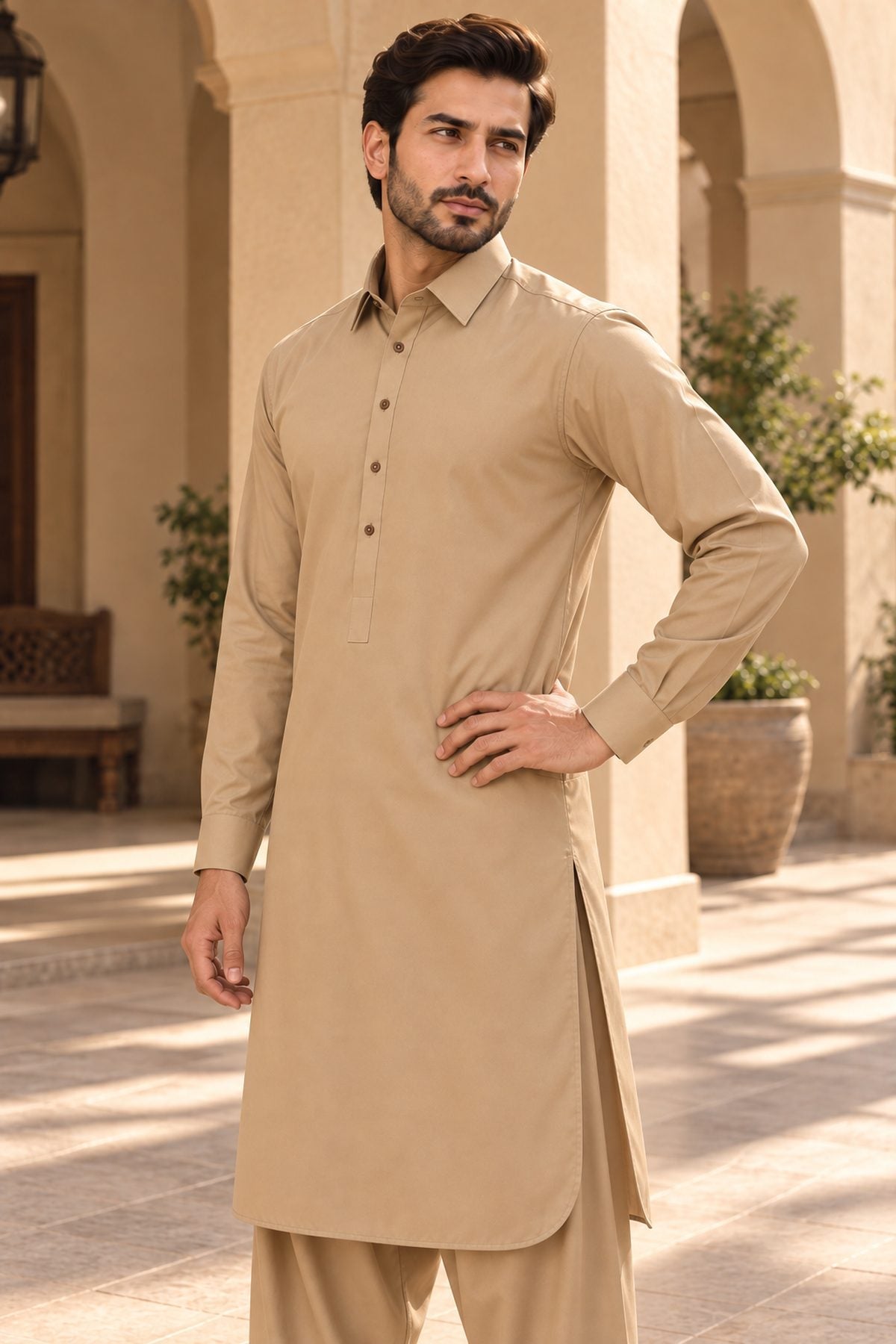 Khaki Regular Suit — Shirt Collar