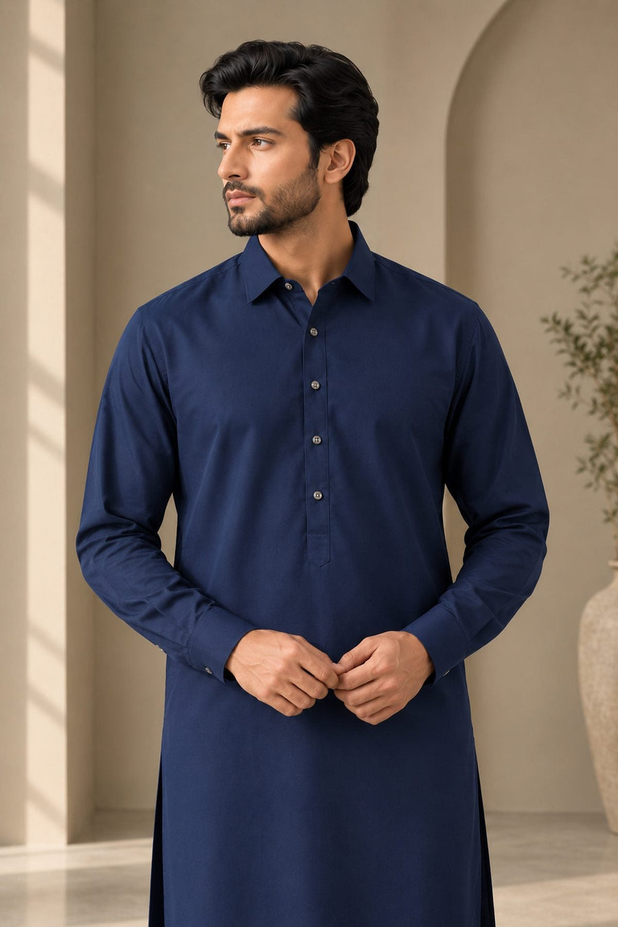 Navy Regular Suit — Shirt Collar
