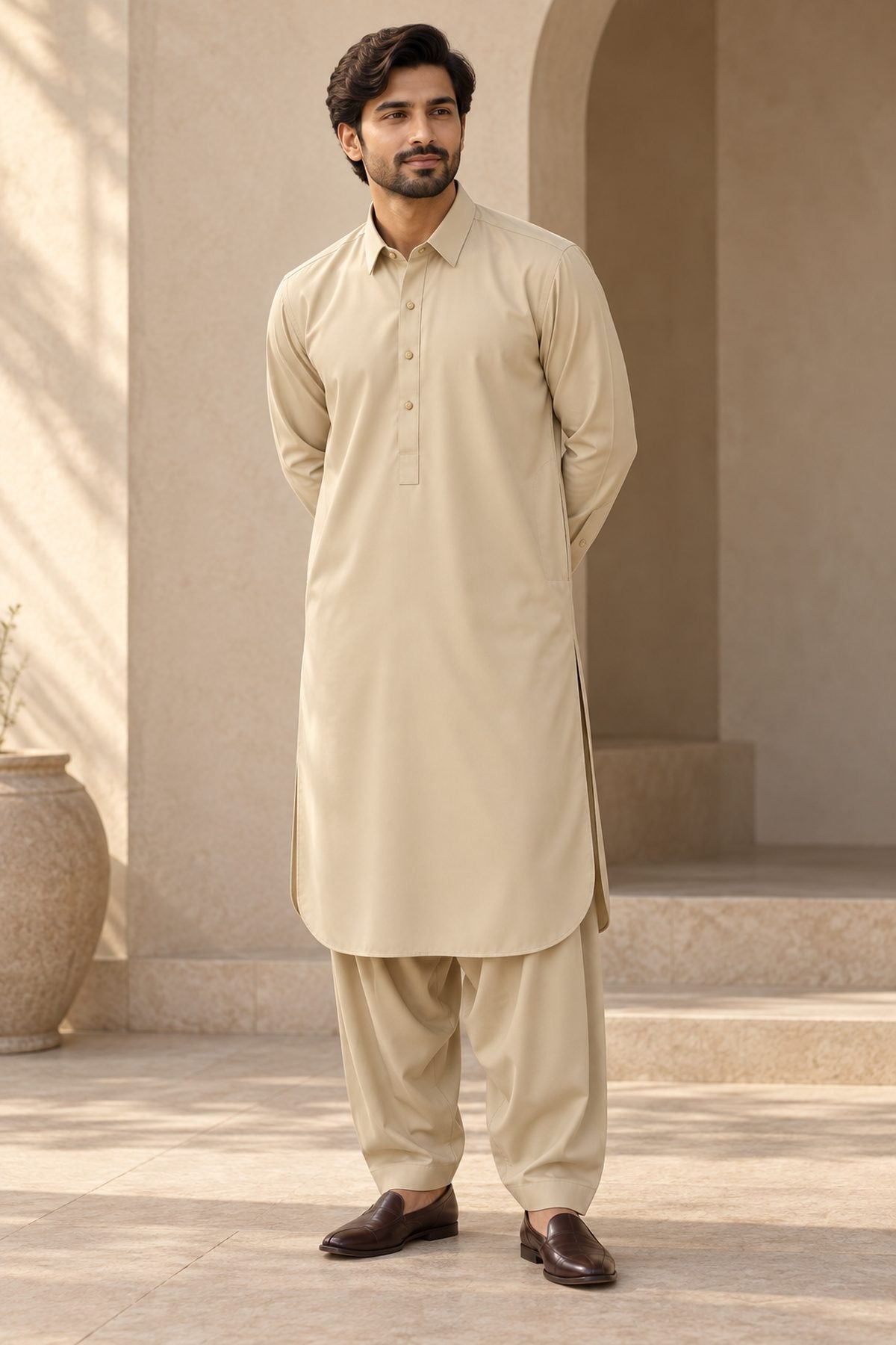 Sand Regular Suit — Shirt Collar