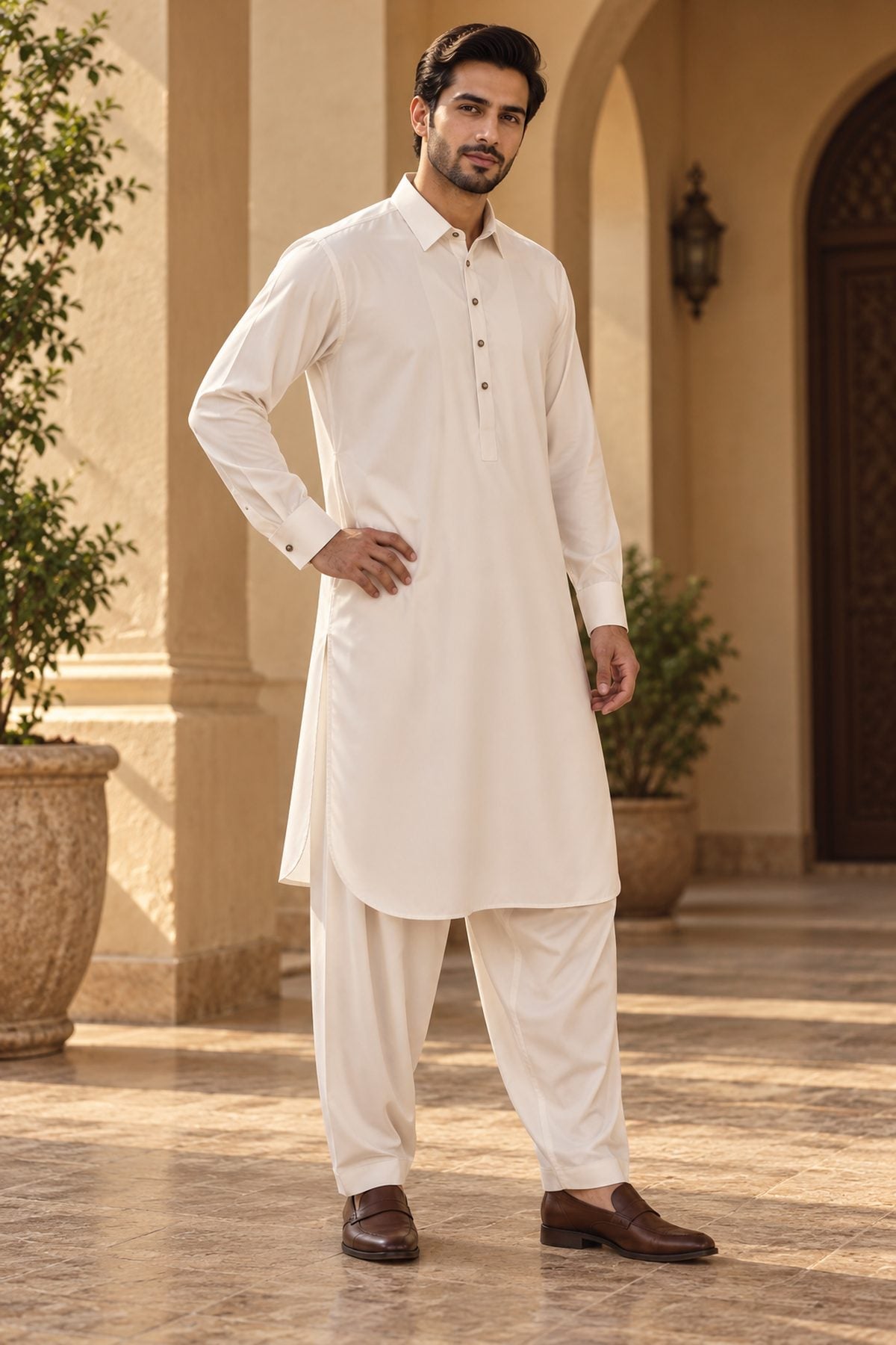White Regular Suit — Shirt Collar