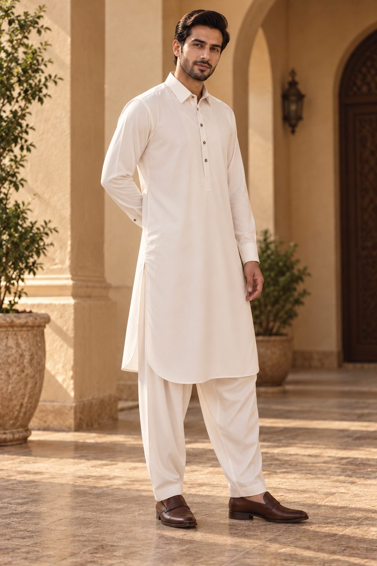 White Regular Suit — Shirt Collar