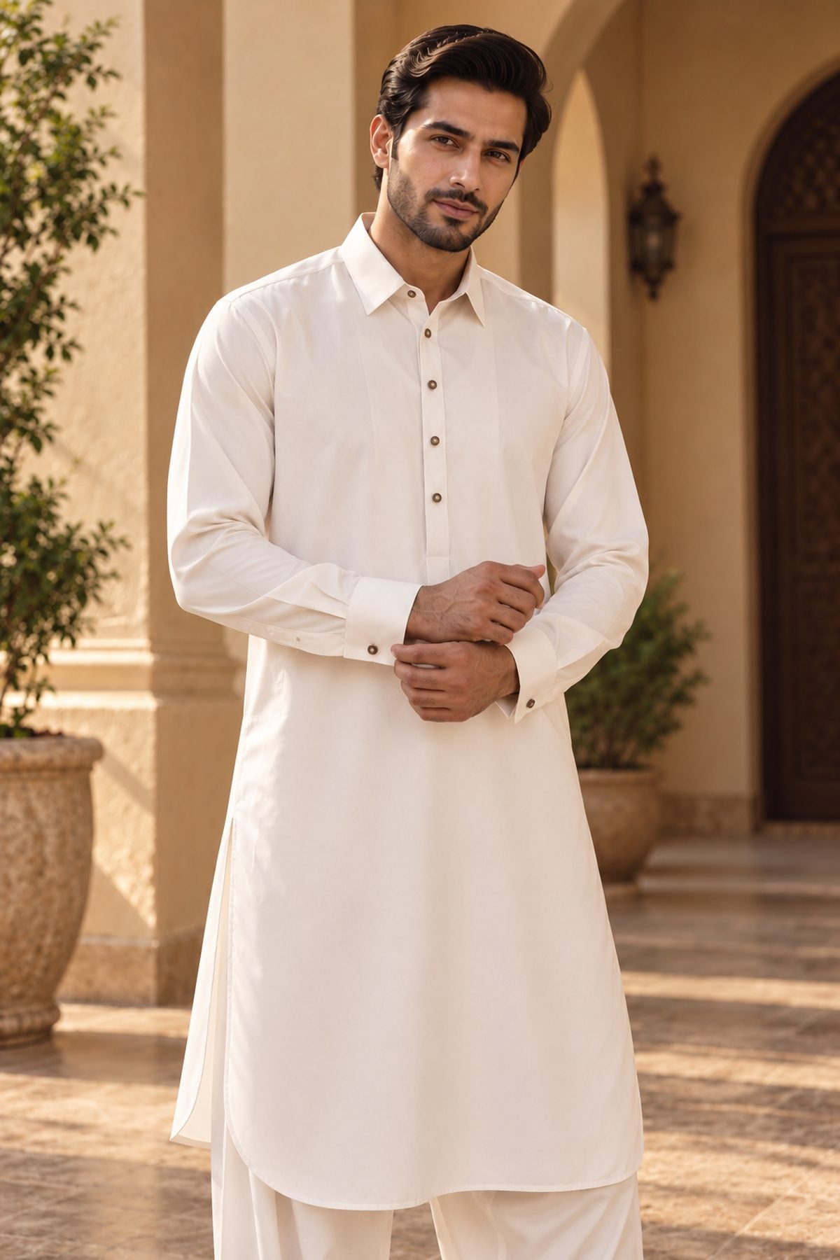 White Regular Suit — Shirt Collar