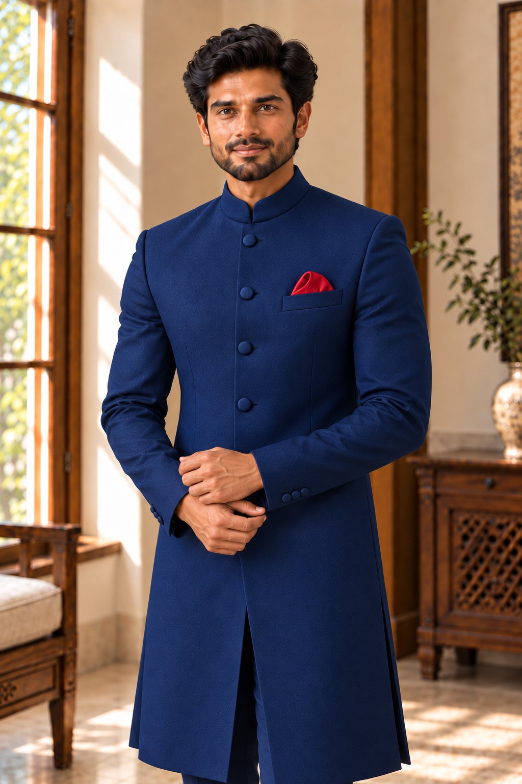 Navy Sherwani