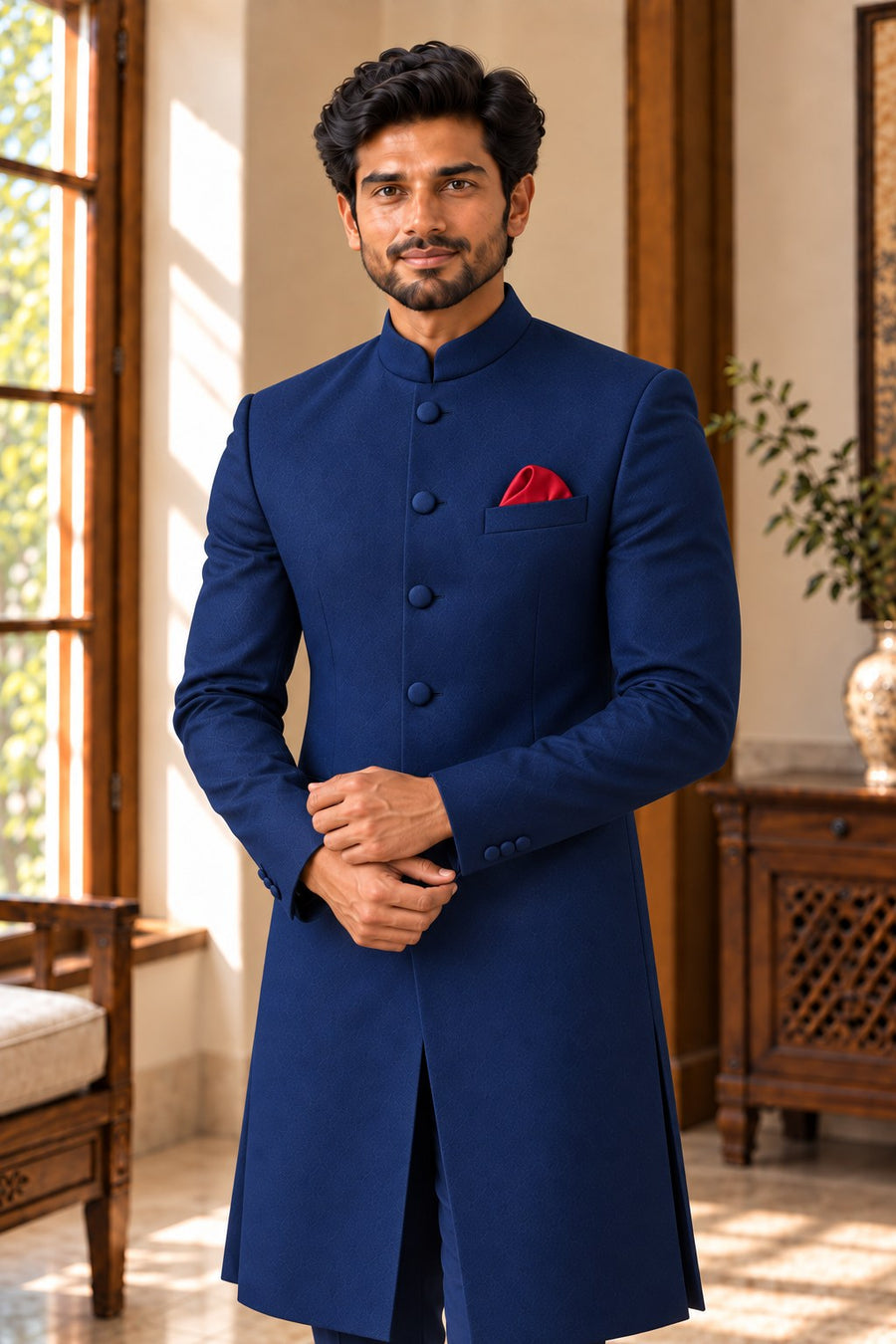Navy Sherwani