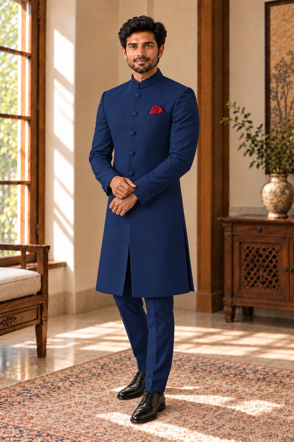 Navy Sherwani