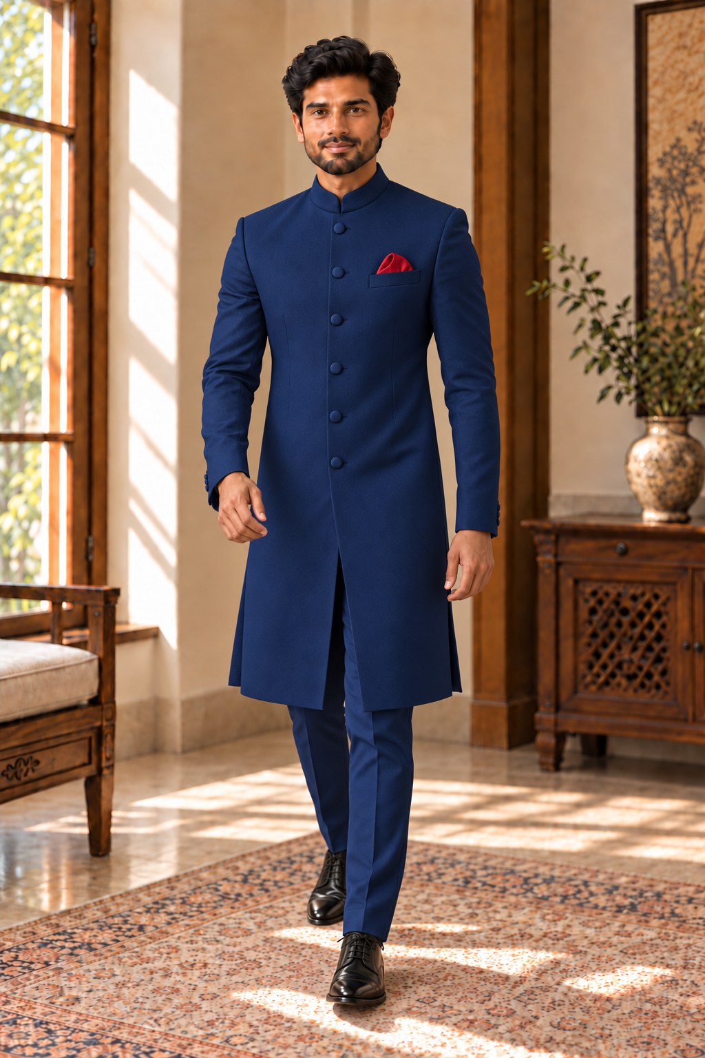 Navy Sherwani