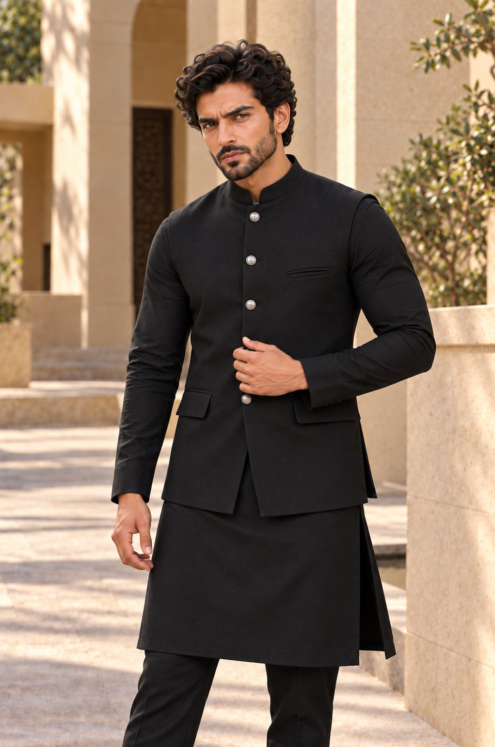 Black Waistcoat Set