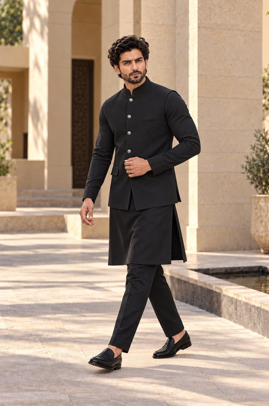 Black Waistcoat Set