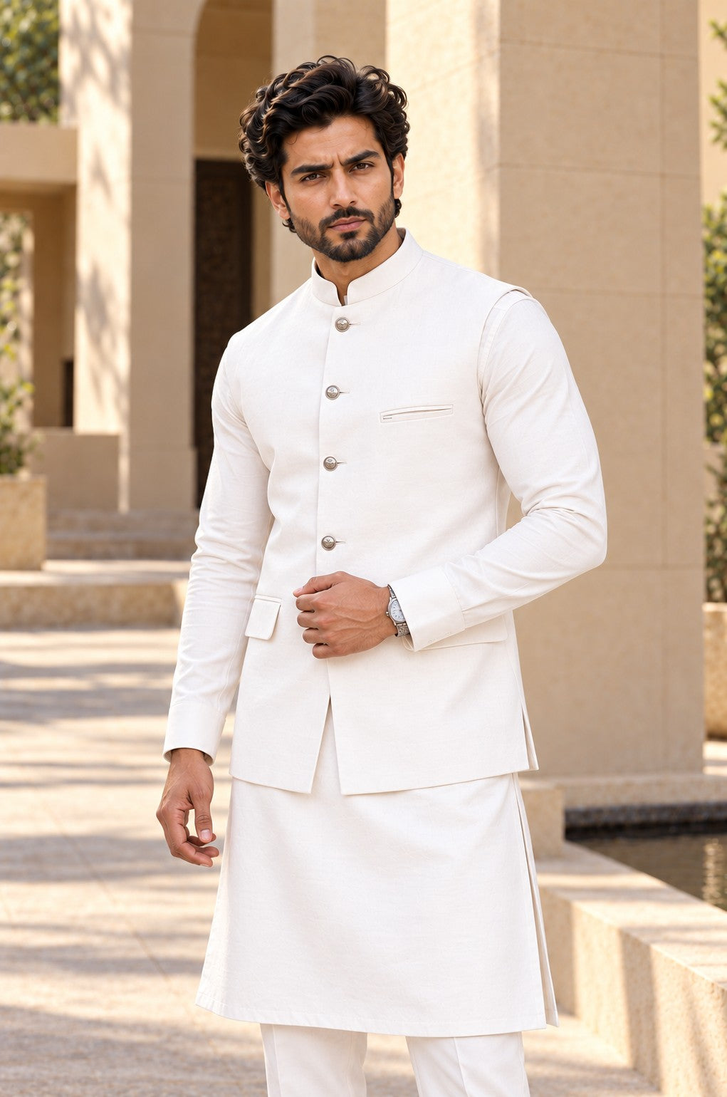 Cream Waistcoat Set