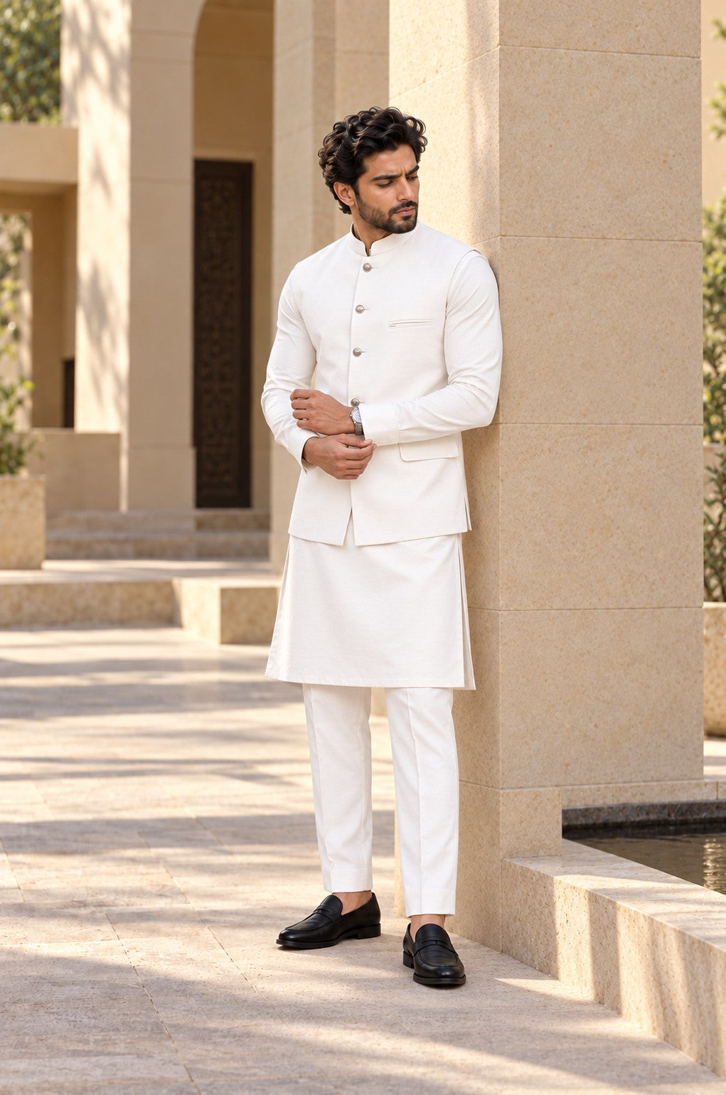 Cream Waistcoat Set