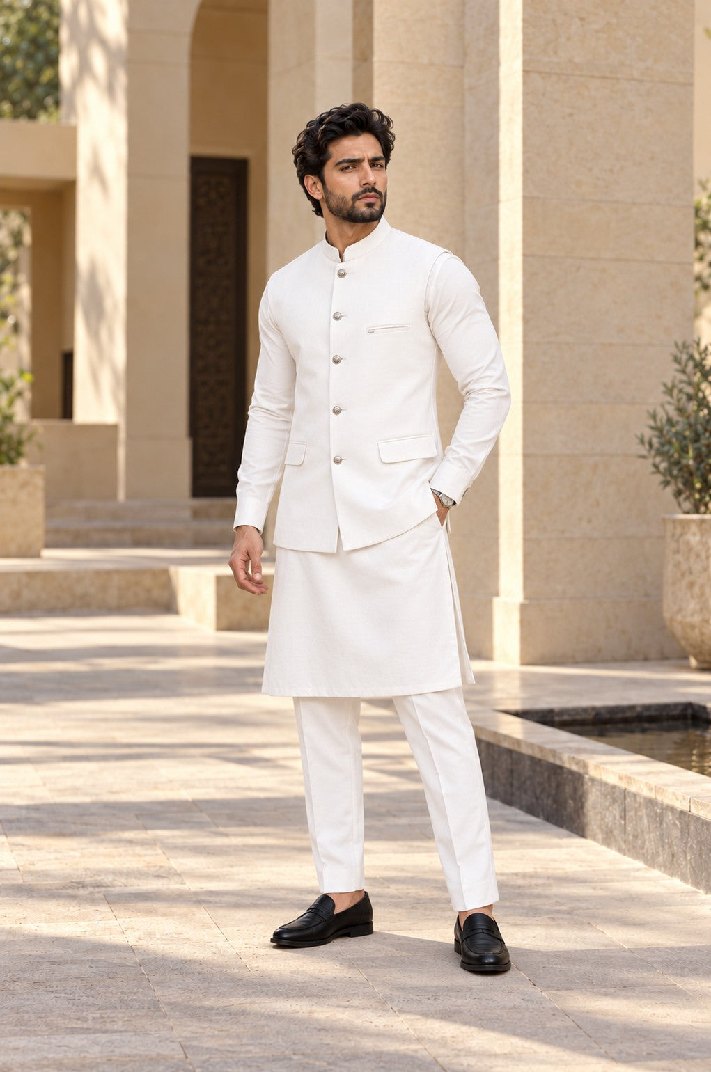 Cream Waistcoat Set