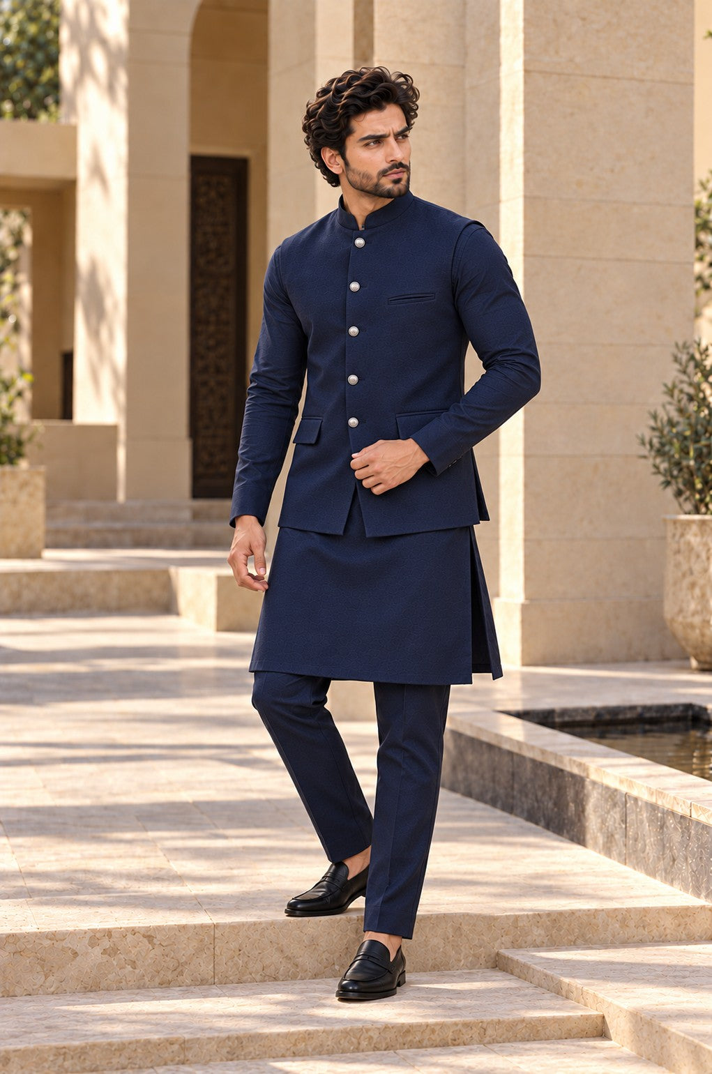 Navy Waistcoat Set